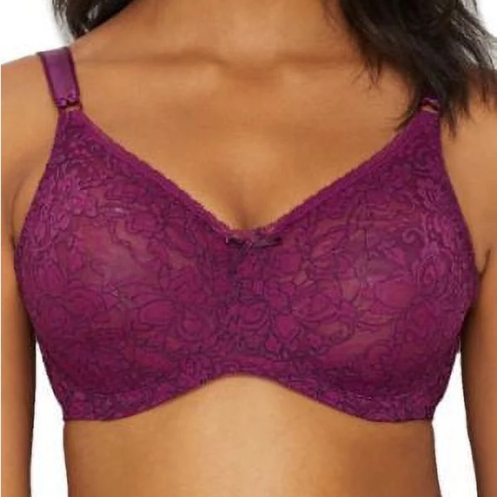 💝3/$20 Bali smooth seamless Deep Magenta Lace Bra